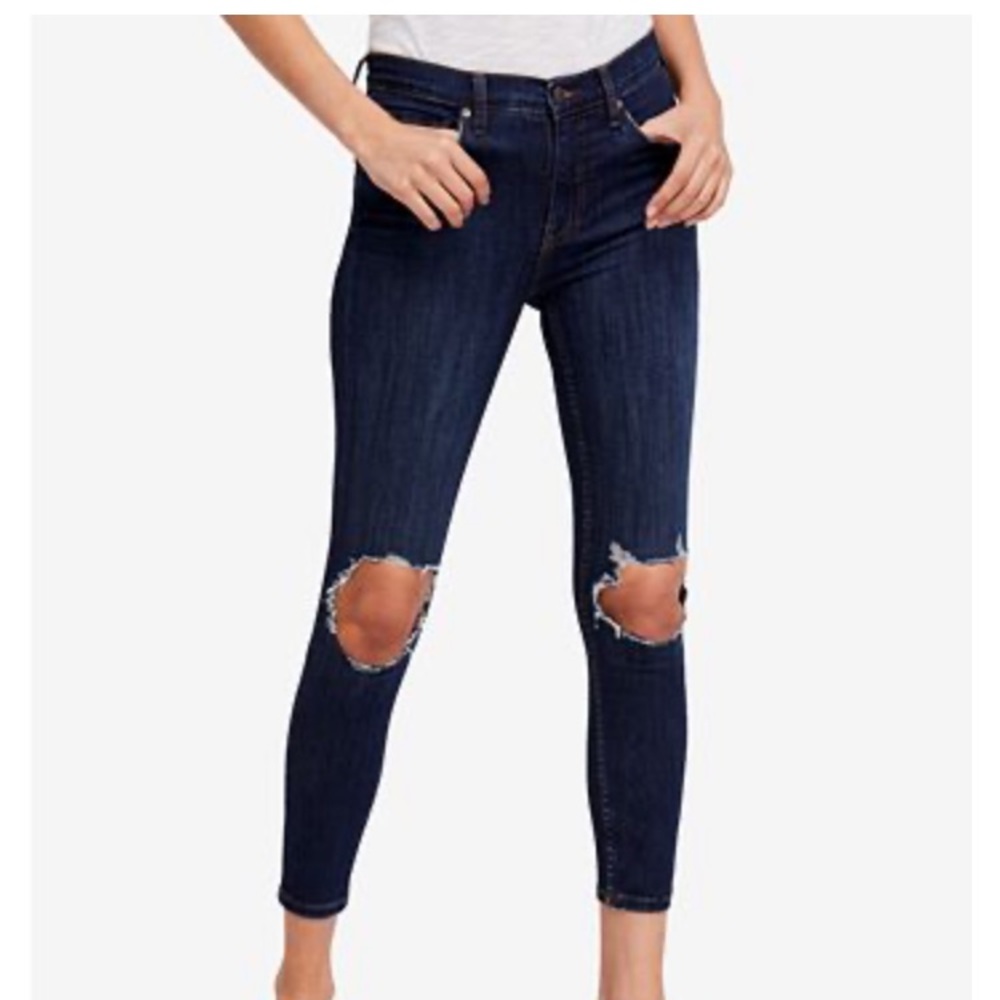 High Rise Busted Knee Skinny Jeans